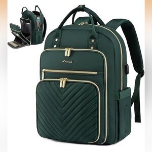 LOVEVOOK Dark Green Backpack with Gold Accents